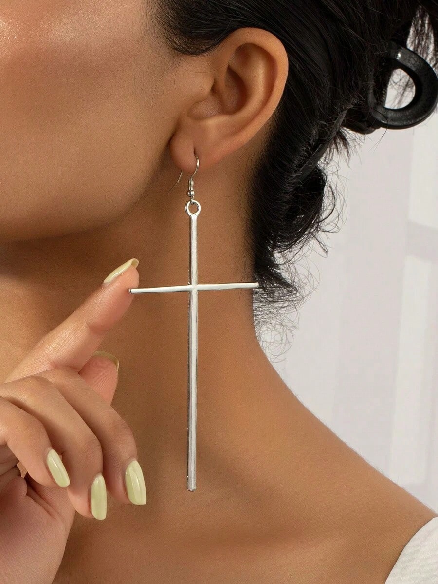 Cross Silver Earrings