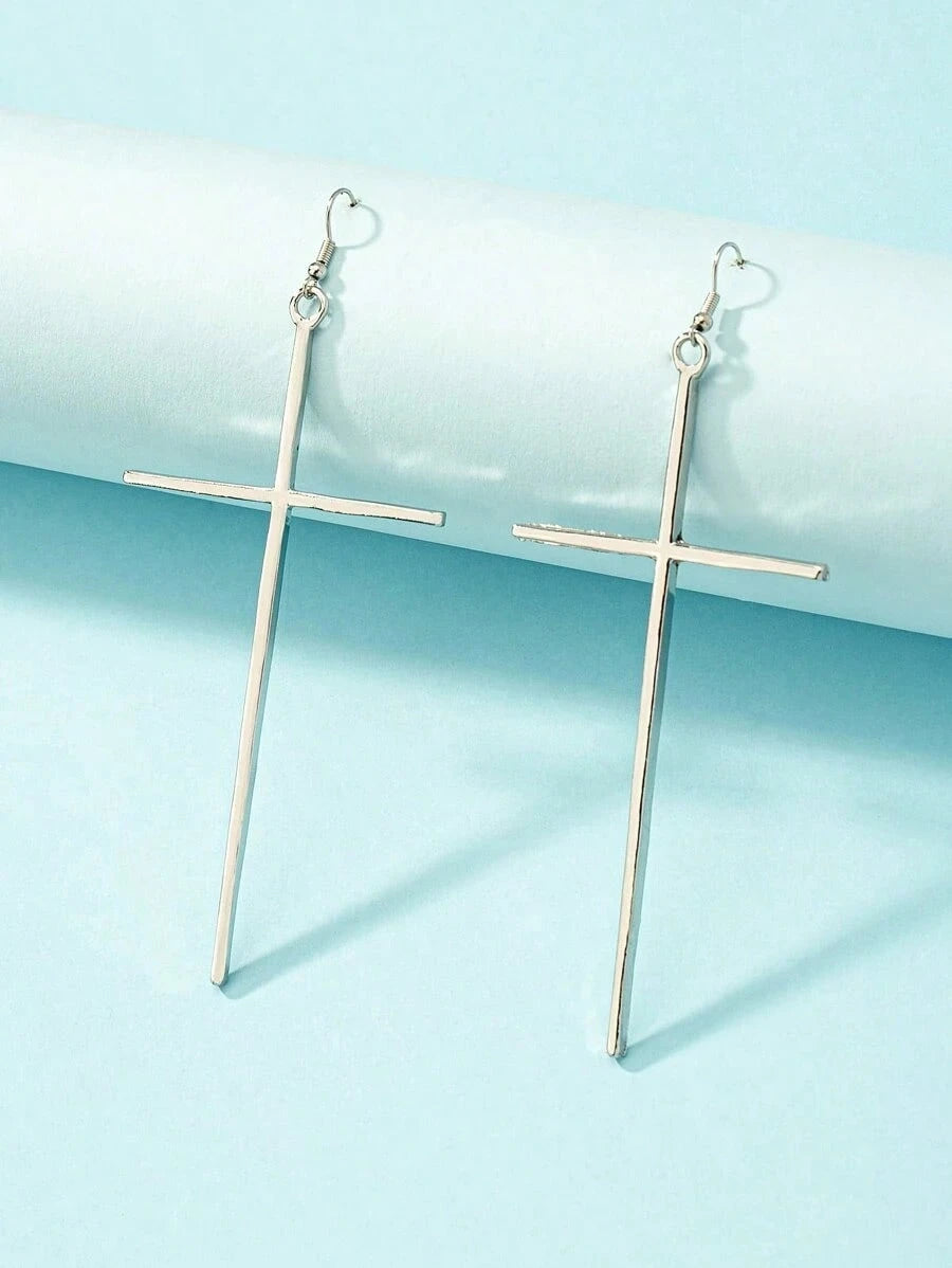 Cross Silver Earrings
