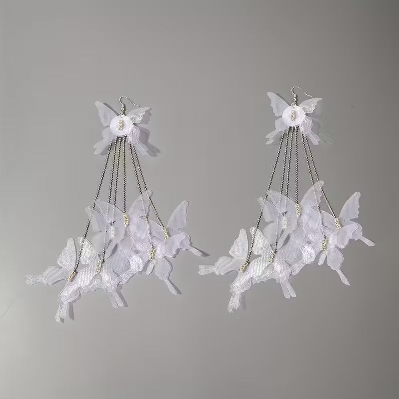 White Butterfly Earrings