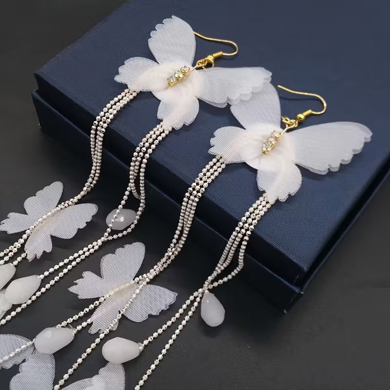 White Butterfly Earrings