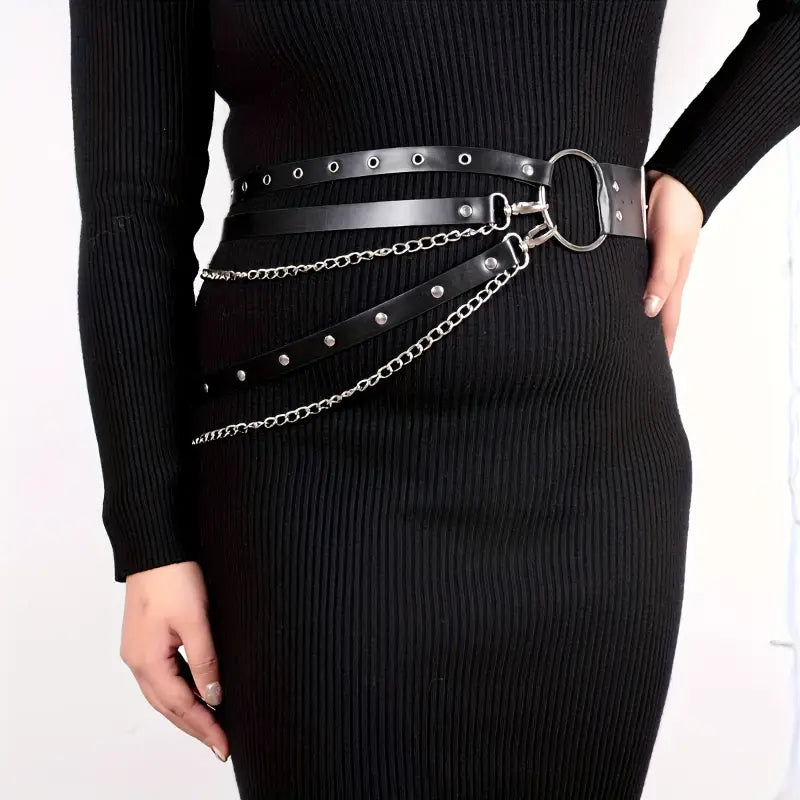 Layered Grommet Chain Belt
