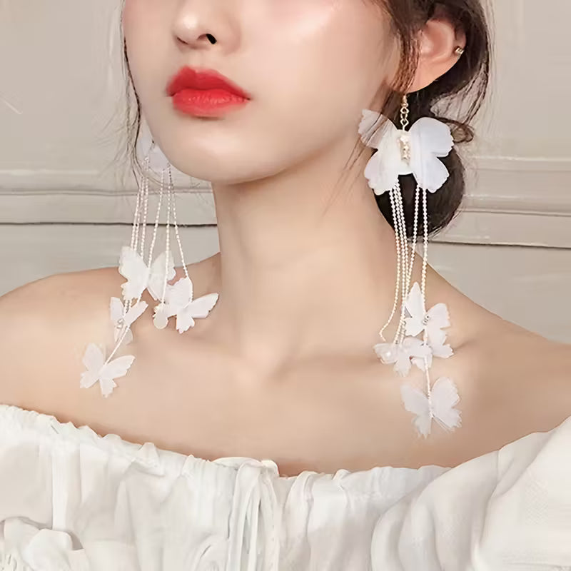 White Butterfly Earrings