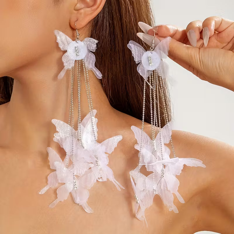 White Butterfly Earrings