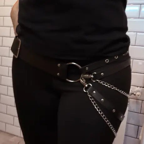 Layered Grommet Chain Belt