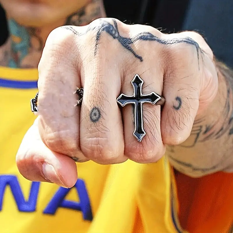 Cross Black Ring