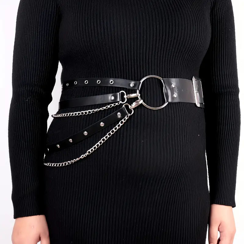 Layered Grommet Chain Belt