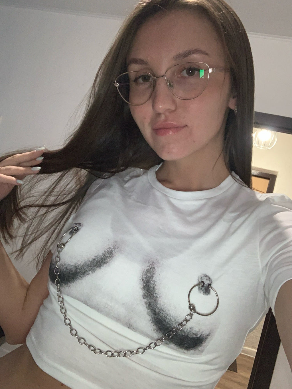 Pierced Chain Cropped Tee