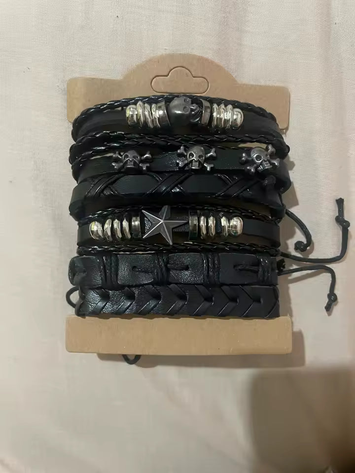 Skull Star Punk Rock Bracelet Set