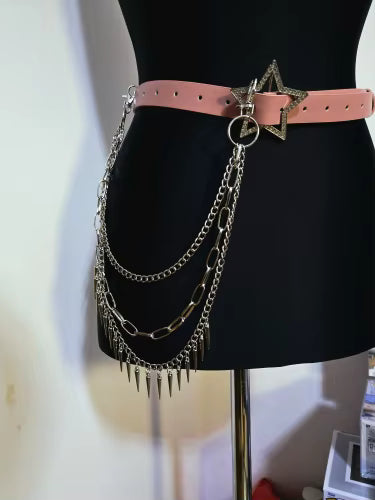 Spike Layered Goth Pants Chain