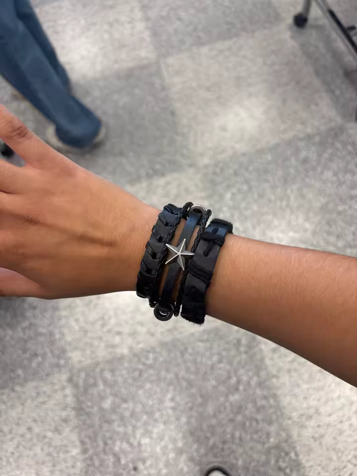 Skull Star Punk Rock Bracelet Set