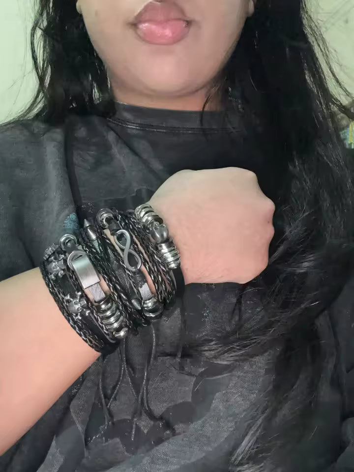 Spiked Punk Bracelet Set