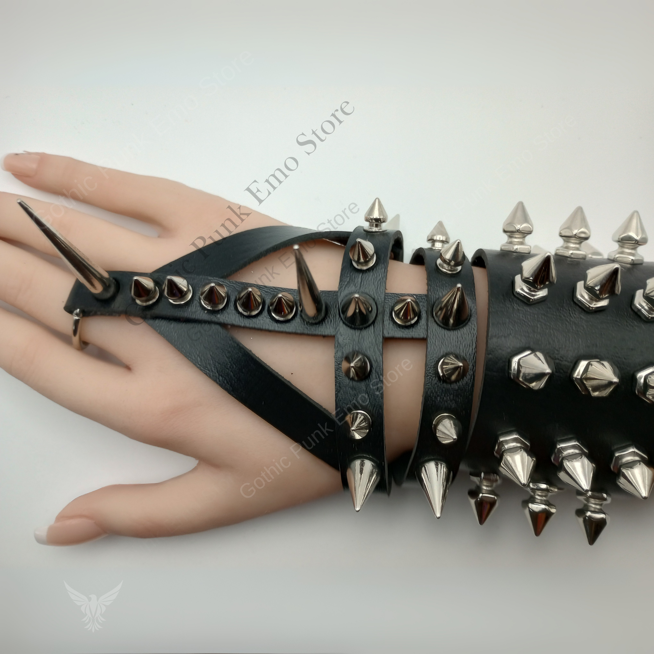 Gauntlet Punk Rock Spiked Bracelet Set