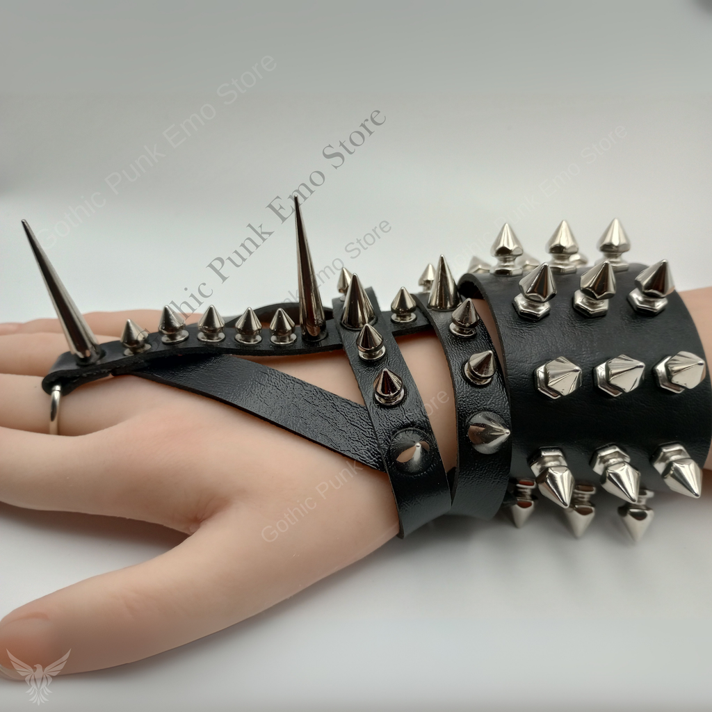 Gauntlet Punk Rock Spiked Bracelet Set