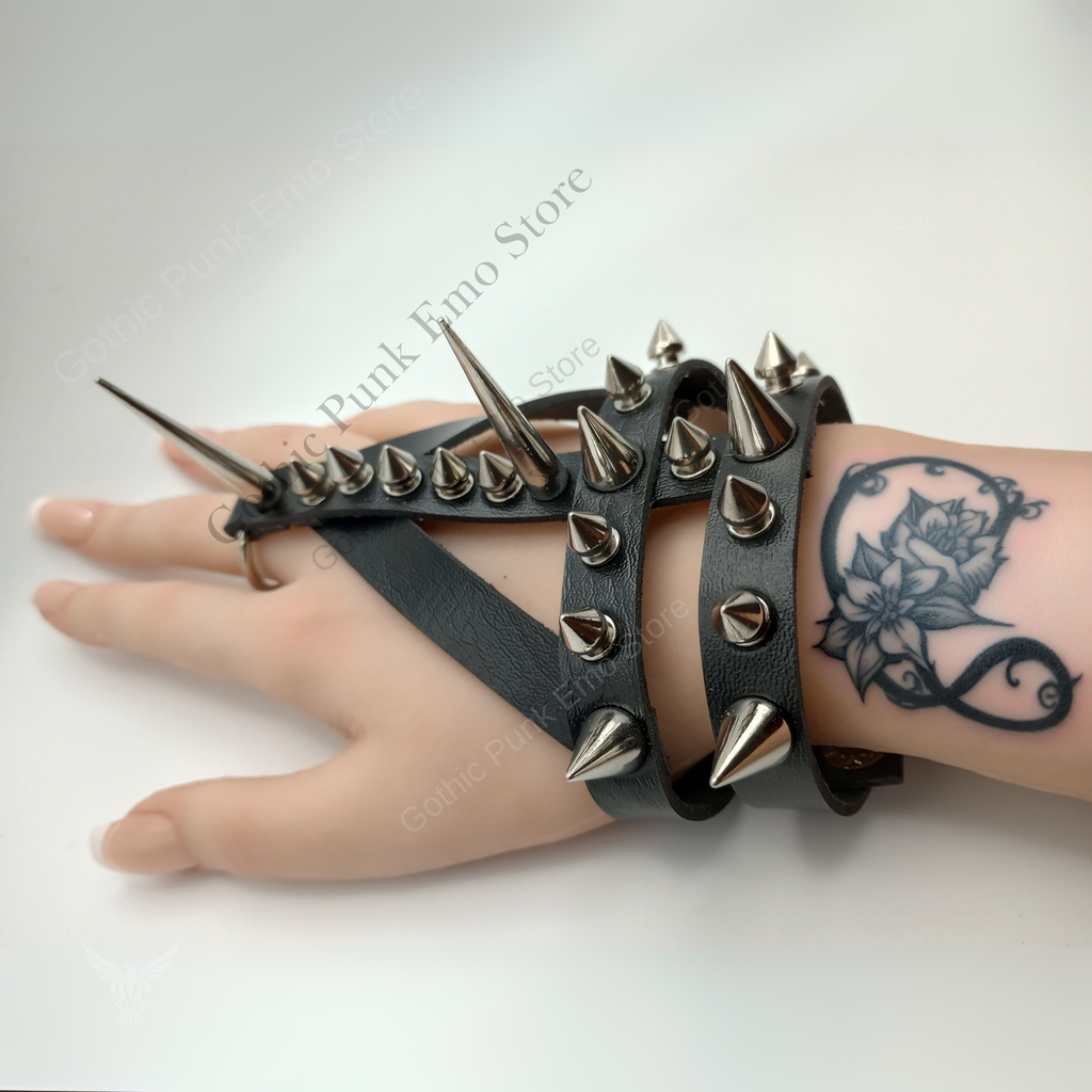 Gauntlet Punk Rock Spiked Bracelet Set