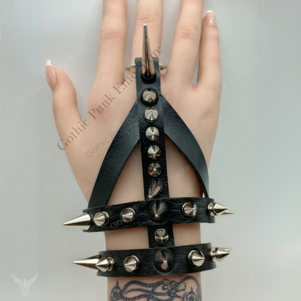 Gauntlet Punk Rock Spiked Bracelet Set