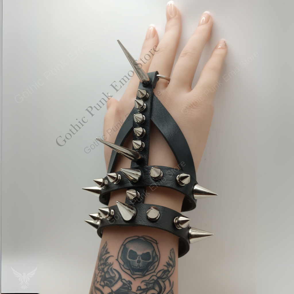 Gauntlet Punk Rock Spiked Bracelet Set