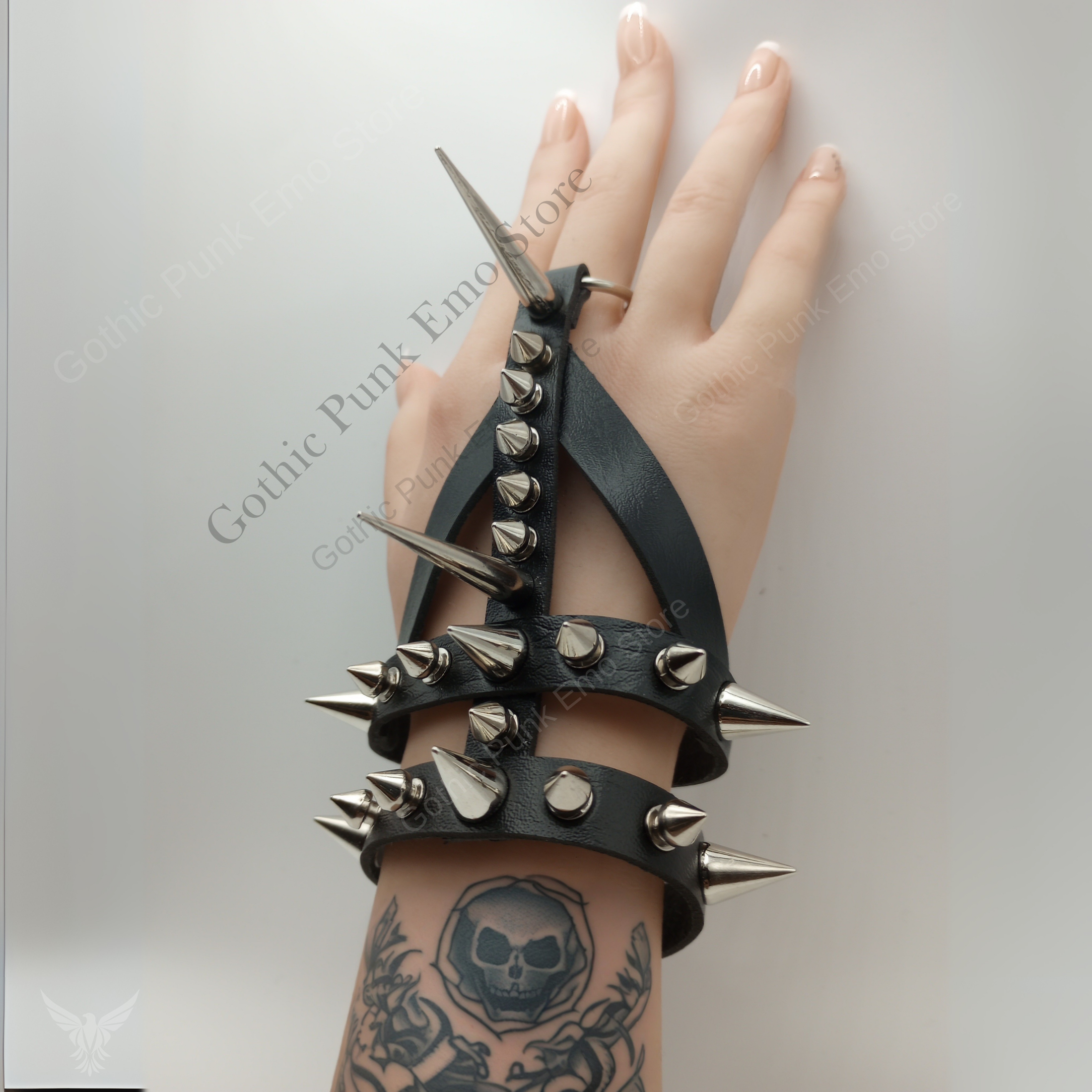 Gauntlet Punk Rock Spiked Bracelet Set
