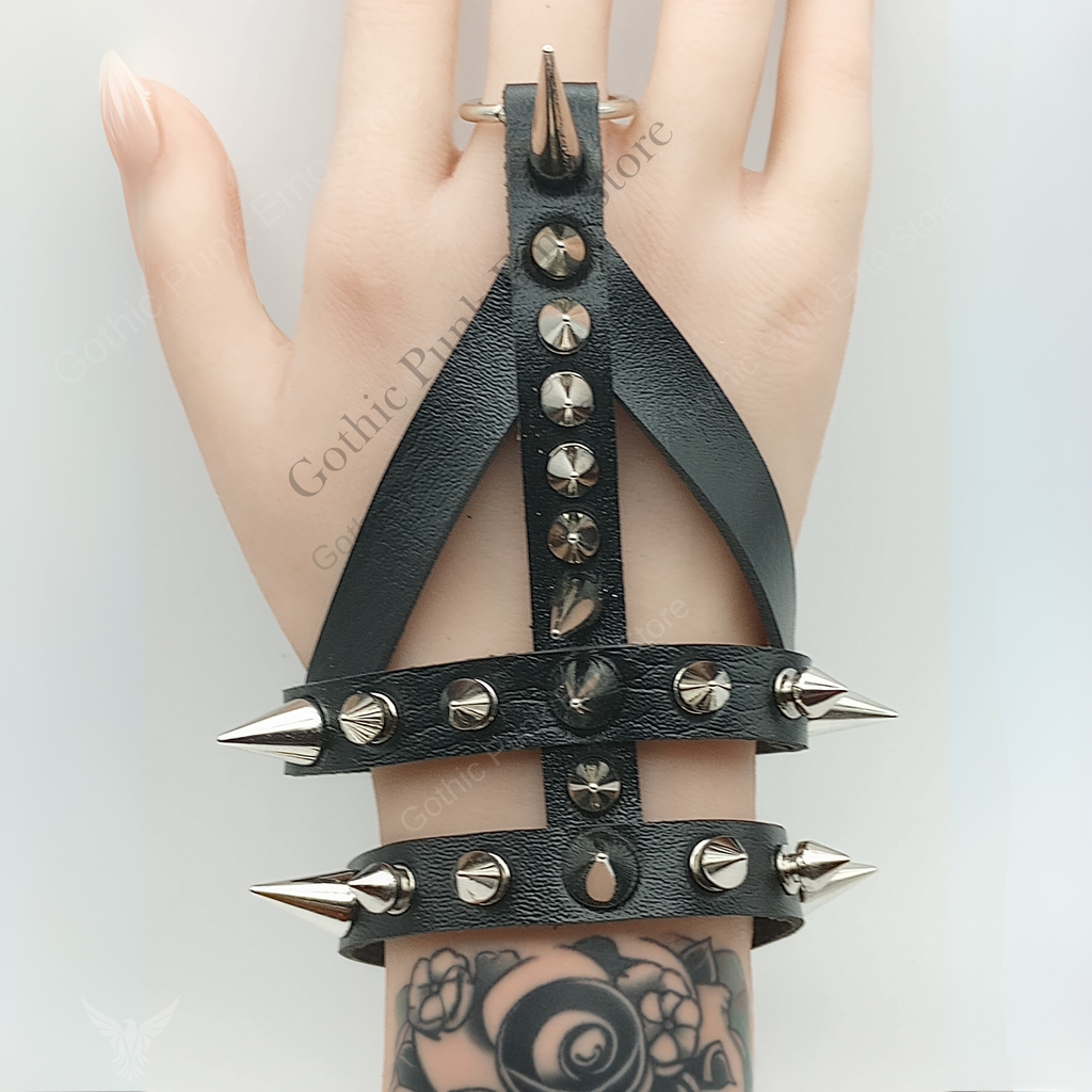Gauntlet Punk Rock Spiked Bracelet Set
