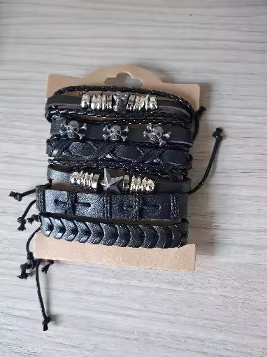 Skull Star Punk Rock Bracelet Set