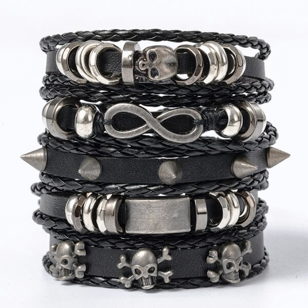 Spiked Punk Bracelet Set