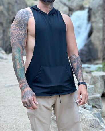 Black Sleeveless Hoodie