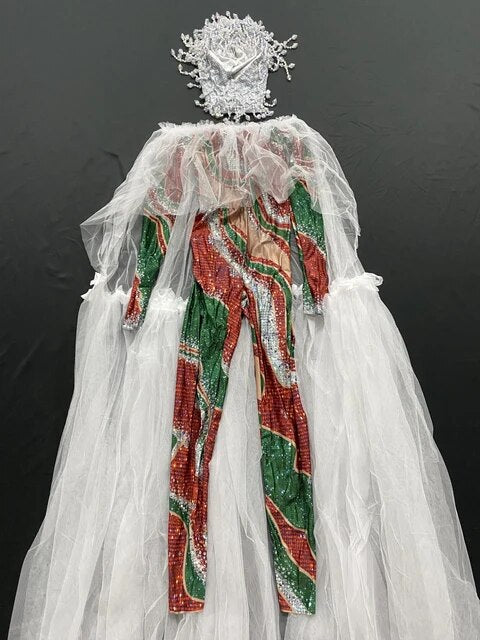 Christmas Sheer Dance Leotard Costume