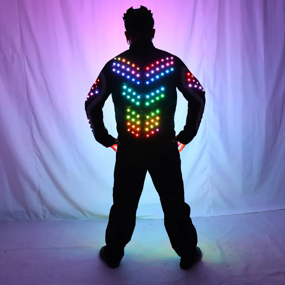 Men Led Light Motorcycle Costume