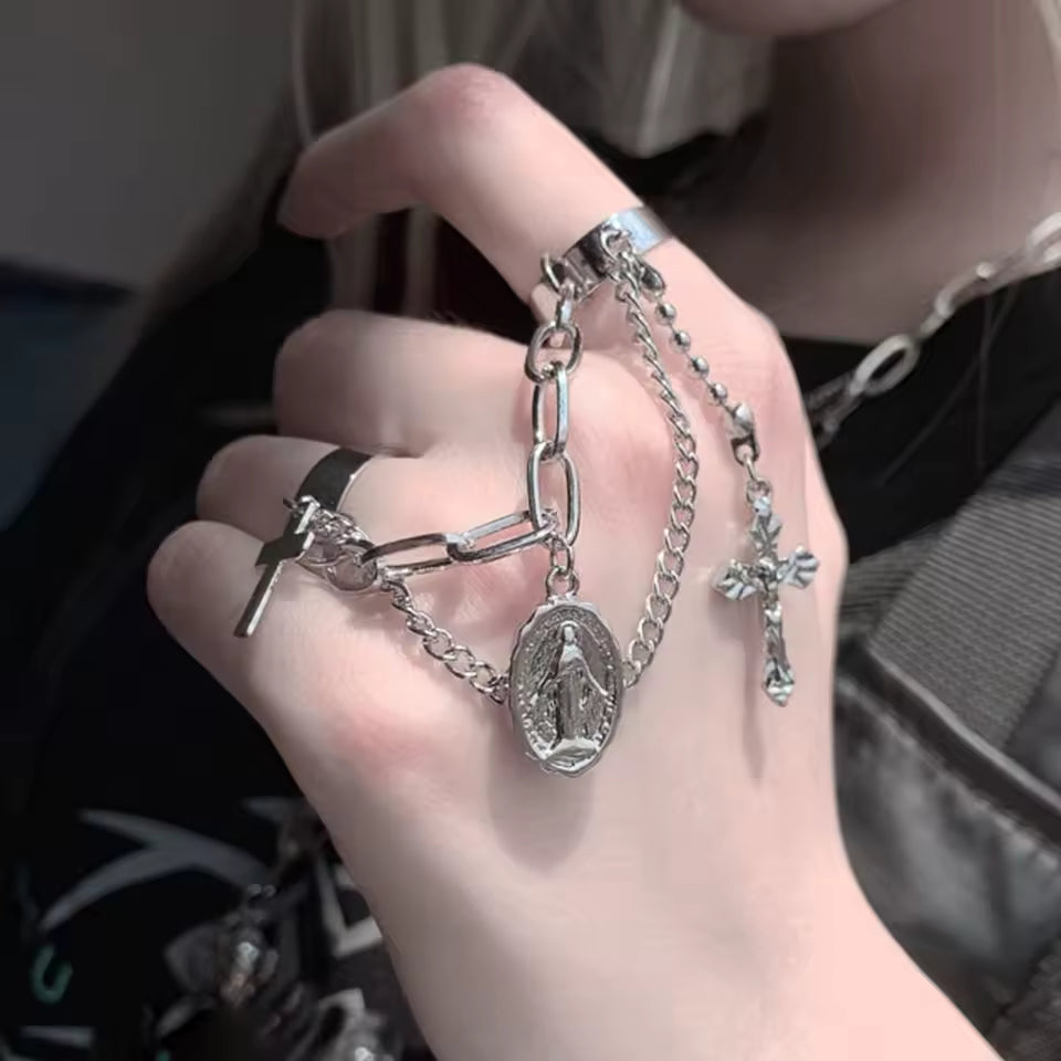 Cross Chain Rosary Ring