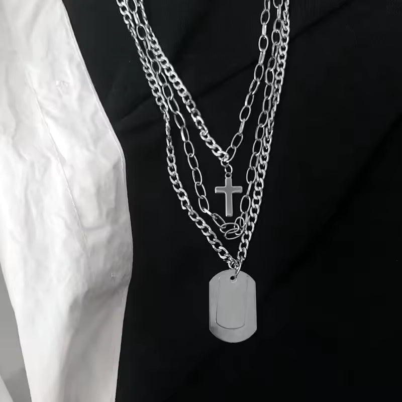 Cross 3Pcs Layer Necklace