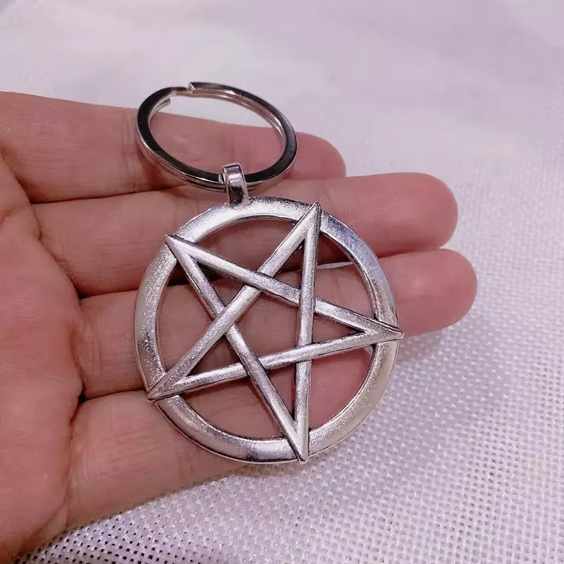 Pentagon Star Astrology KeyChain