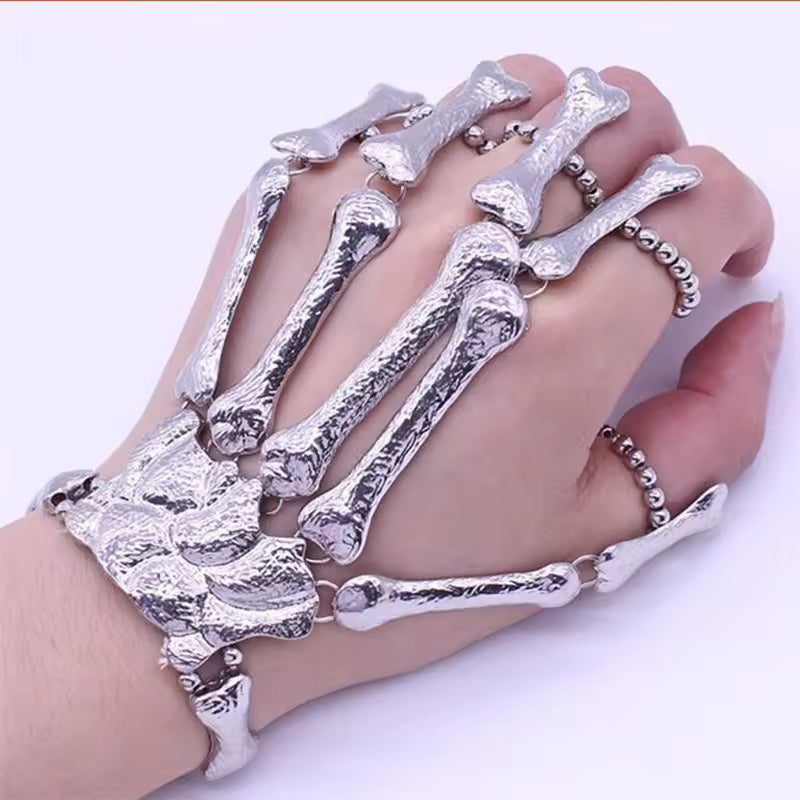Skeleton Emo Silver Glove Rings 1 PC