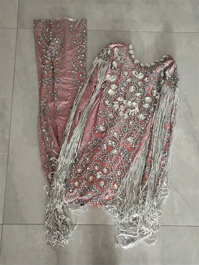 White Cowgirl Fringe Sequince Dress