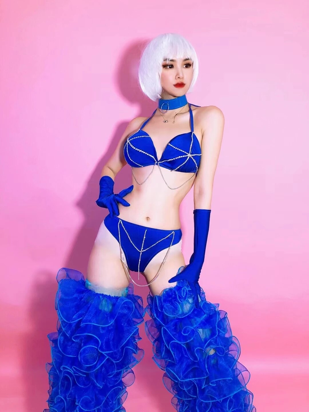 Rhinestone Blue Drag Queen Costume