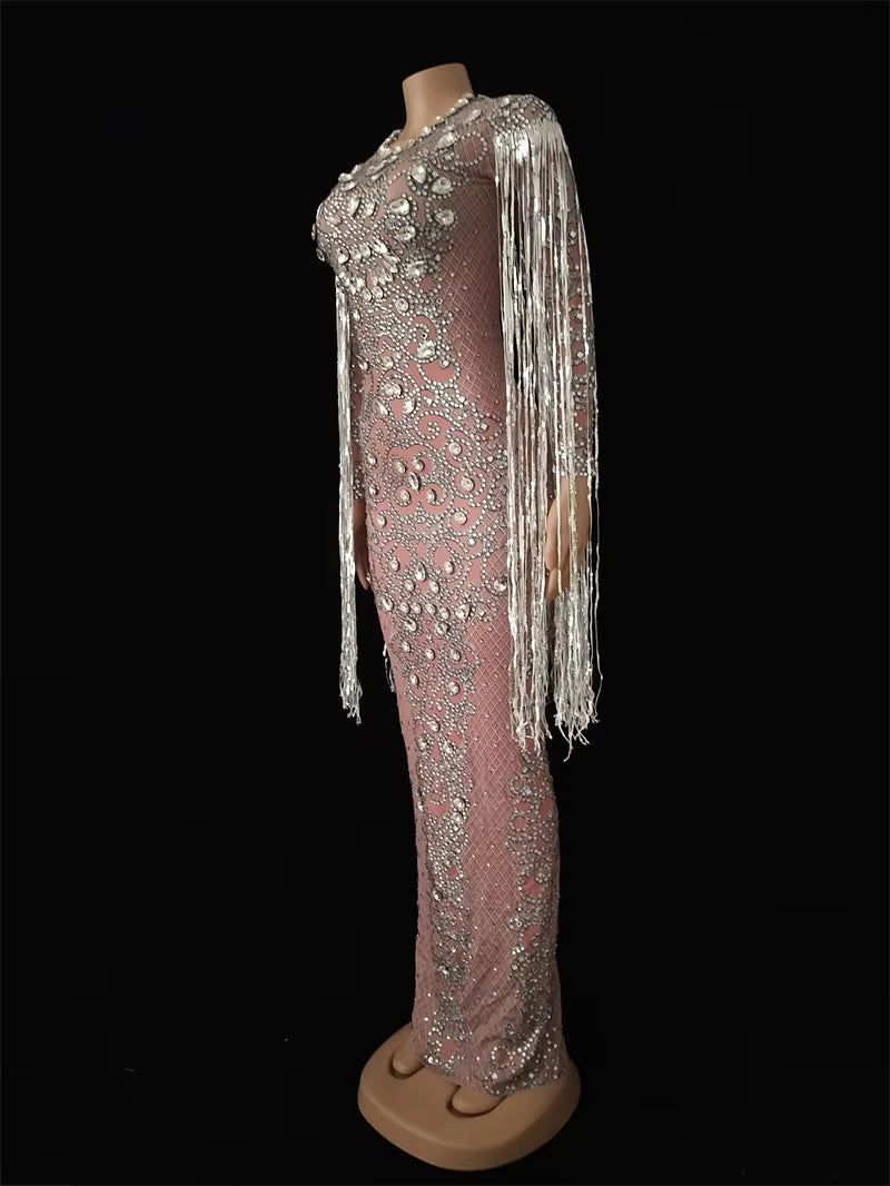 White Cowgirl Fringe Sequince Dress