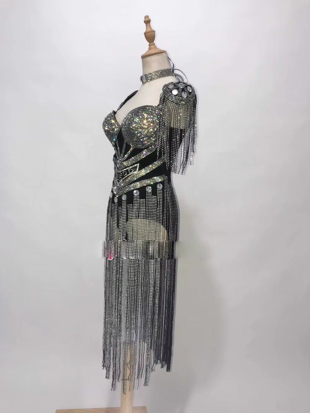 Black Cowgirl Fringe Sequince Costume