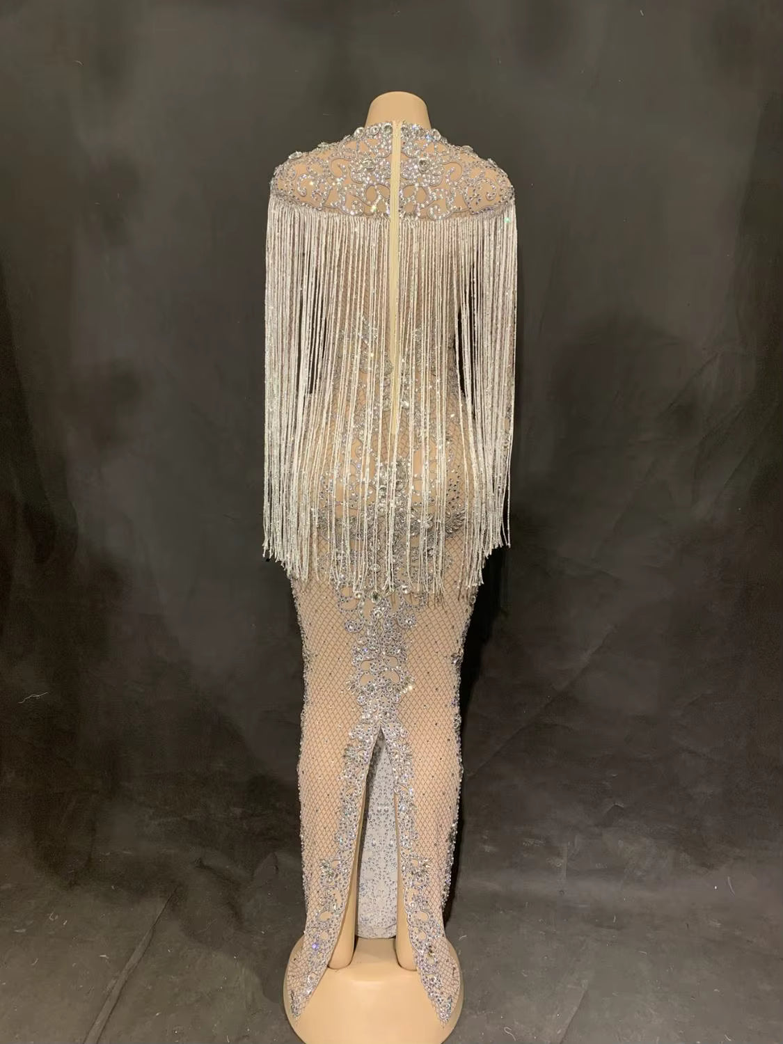 White Cowgirl Fringe Sequince Dress
