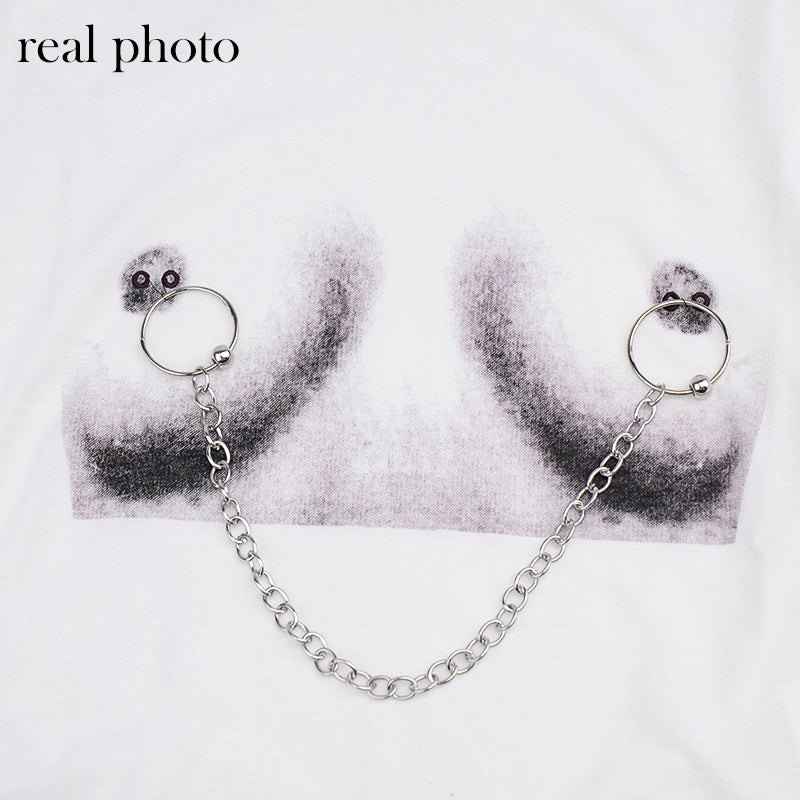 Pierced Chain Cropped Tee