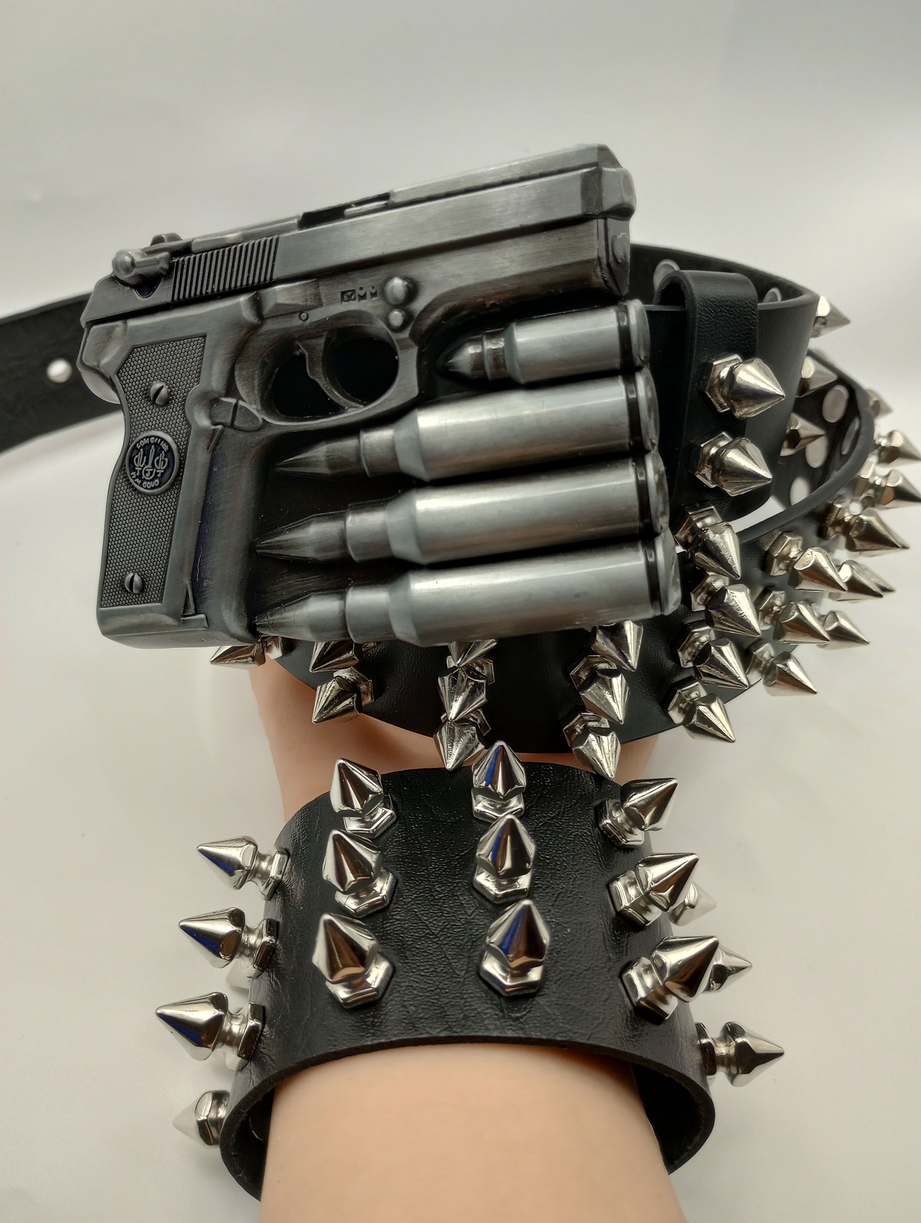 Gun Bullet Tree Spiked Belt