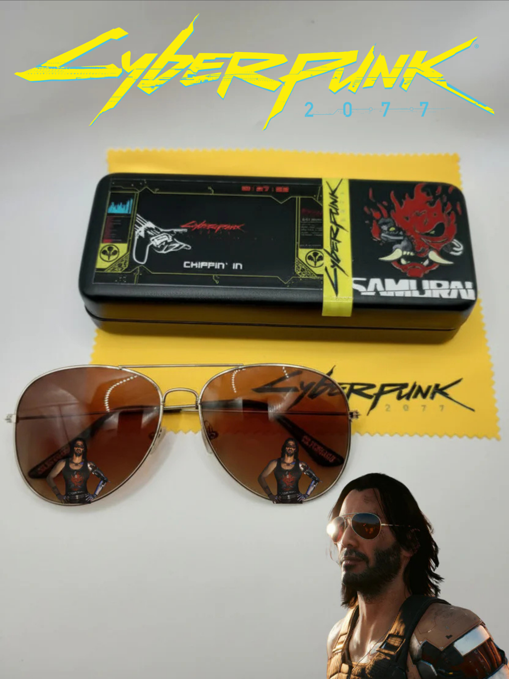 Johnny Silverhand Sunglasses with Case: Cyberpunk 2077