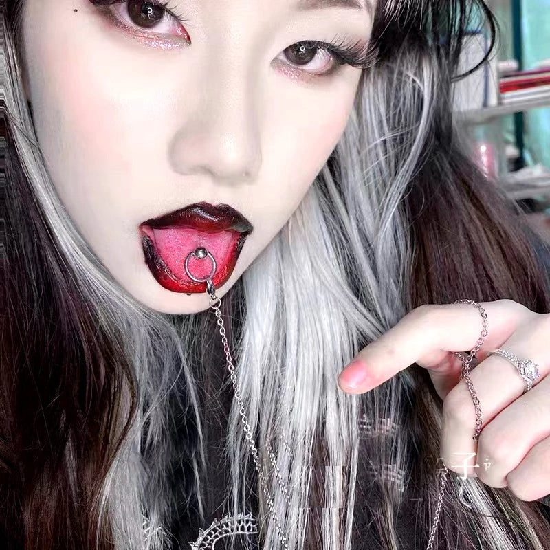 Lip Horseshoe Tongue Ring Chain