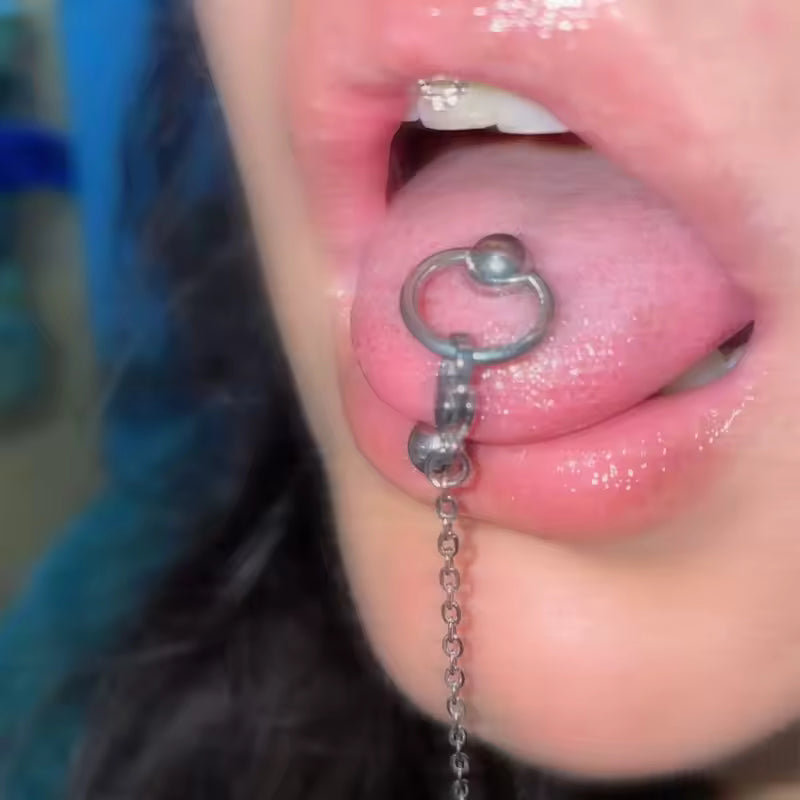 Lip Horseshoe Tongue Ring Chain