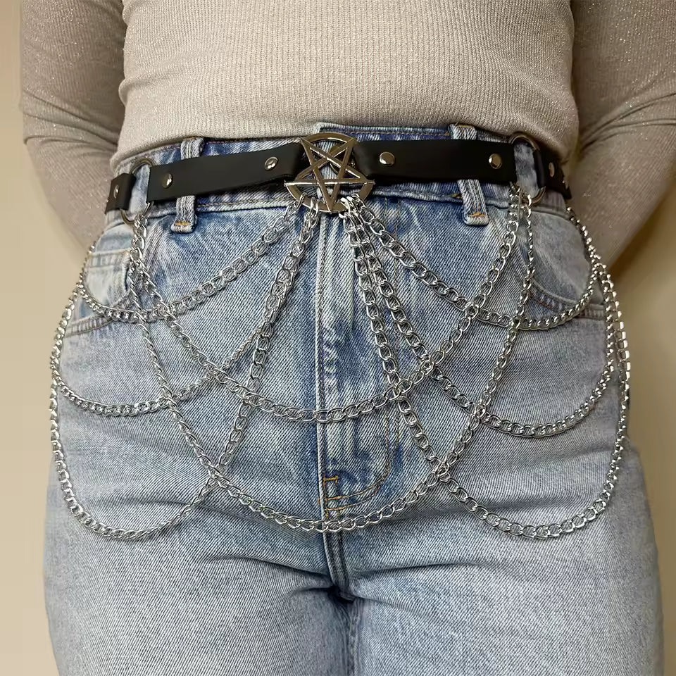 Emo Star Astrology Chain Mail Belt