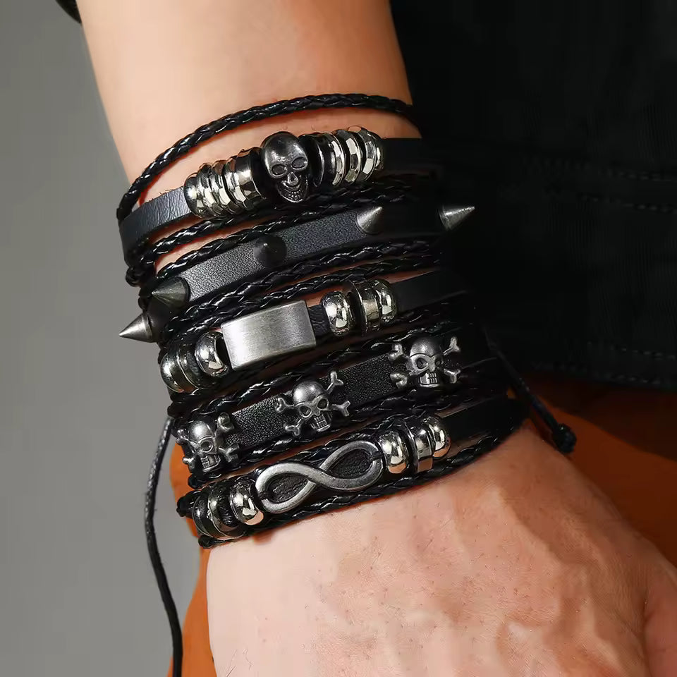 Spiked Punk Bracelet Set