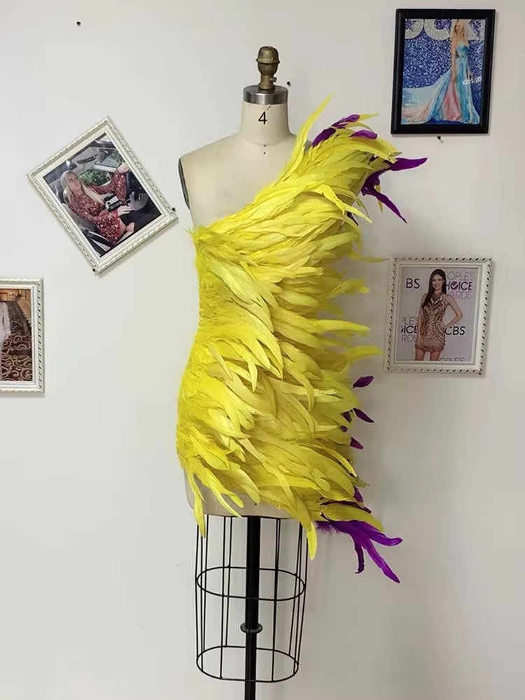 Yellow Feather Dress