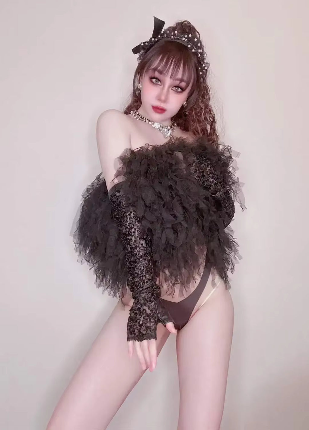 Black Shaggy Drag Queen Dance Costume