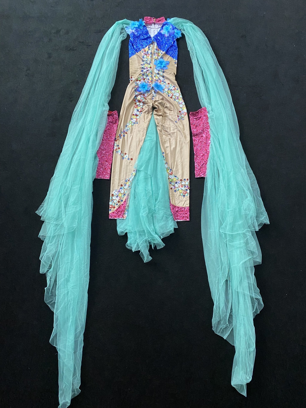 Mermaid Sheer Blue Flower Jumpsuit