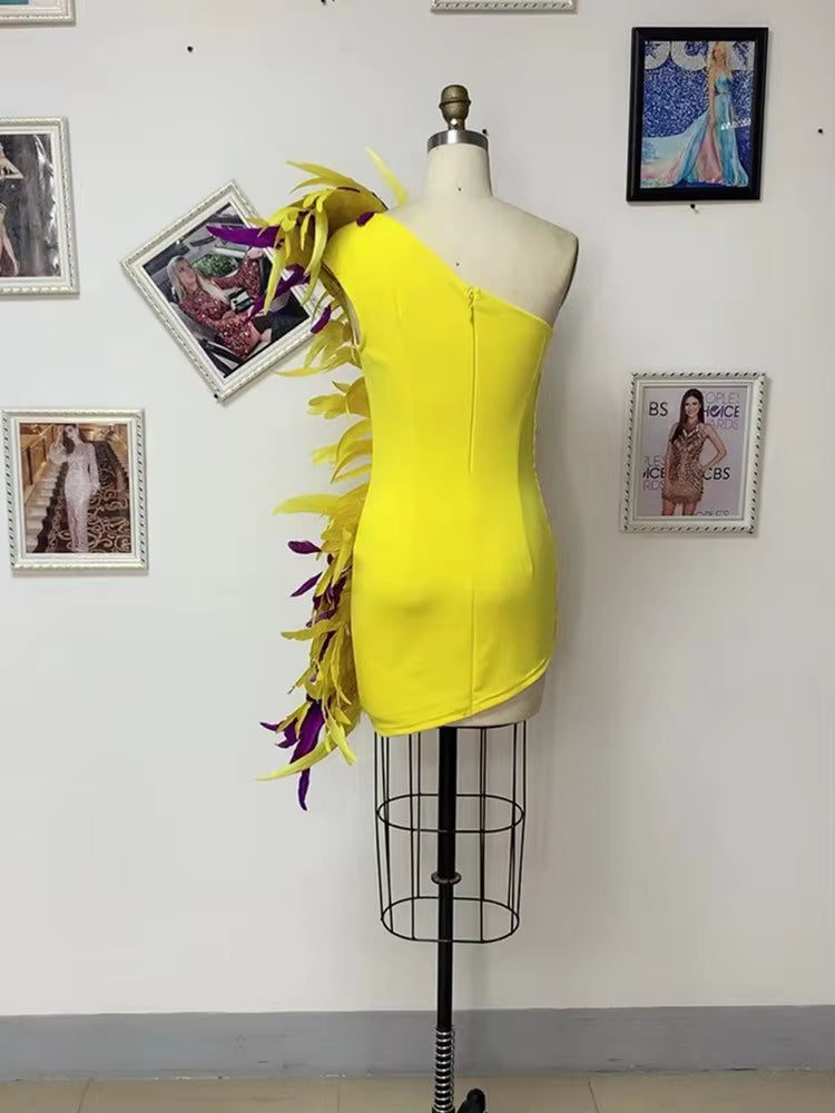 Yellow Feather Dress