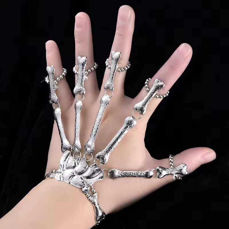 Skeleton Emo Silver Glove Rings 1 PC
