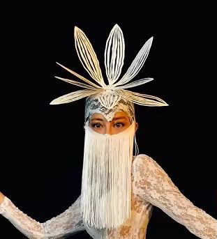 White Lace fringe Mask Dress