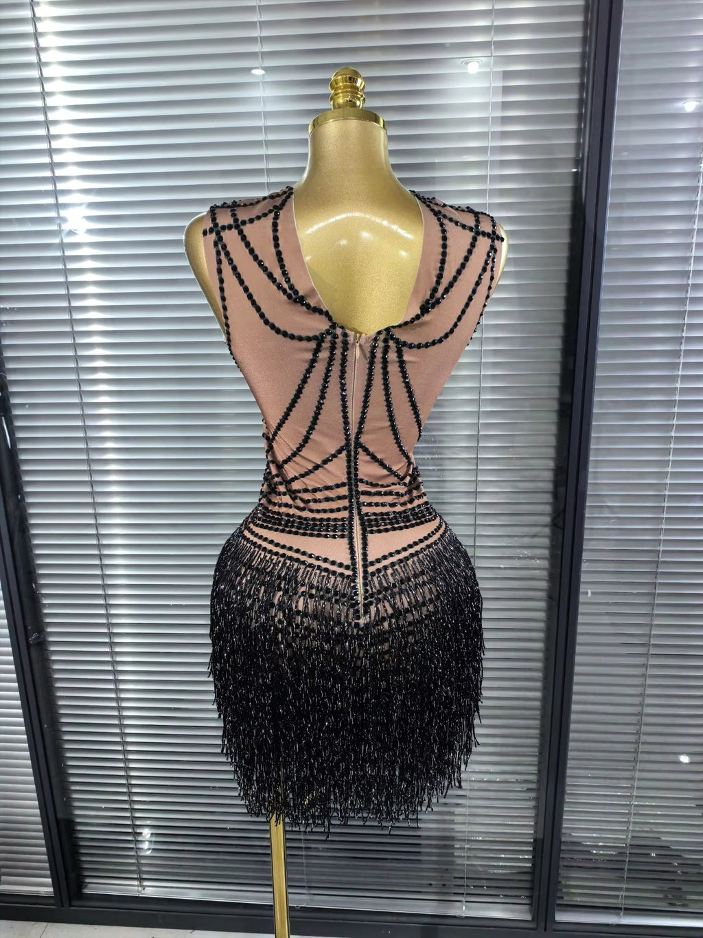 Black Fringe Sequince Drag Queen Lyrical Costume
